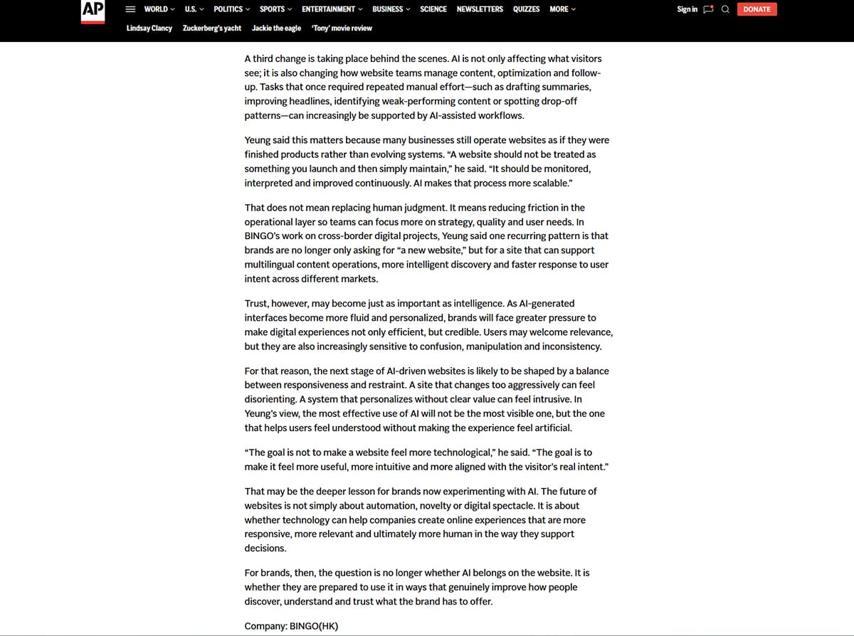 訪問內文，說明 AI 輔助的網站營運工作流