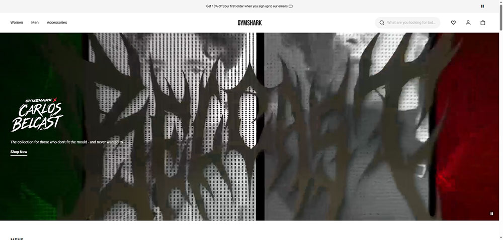 Gymshark 網店 Banner Z型瀏覽模式佈局範例