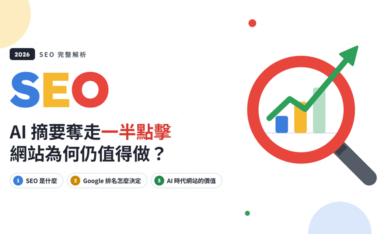 SEO 是什麼？Google 排名如何決定？2026 年 AI 摘要奪走一半點擊，為何網站仍然值得做？